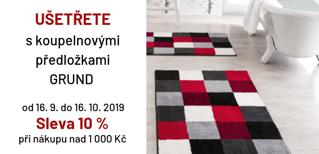 Ušetřete s koberečky GRUND - sleva 10 % při nákupu nad 1 000 Kč Ušetřete s koberečky GRUND - sleva 10 % při nákupu nad 1 000 Kč