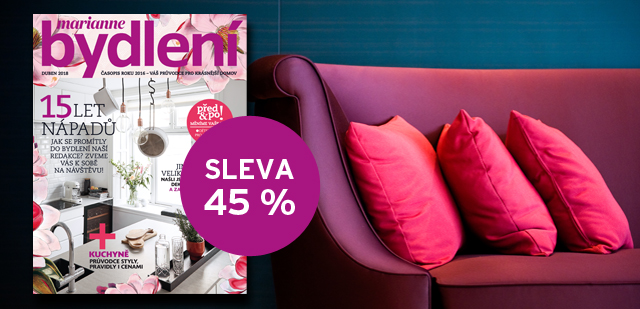 45 % sleva na roční předplatné časopisu MARIANNE BYDLENÍ oproti koupi na stánku 45 % sleva na roční předplatné časopisu MARIANNE BYDLENÍ oproti koupi na stánku